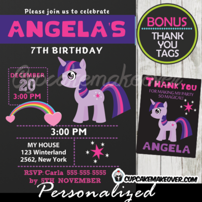 twilight sparkle little pony birthday invite printable