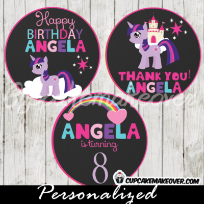 twilight sparkle little pony cake toppers printable gift tags