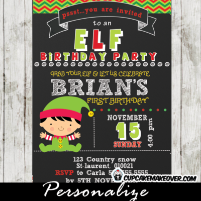 personalized christmas elf birthday invitation little boy