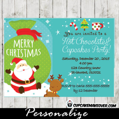 printable merry christmas hot chocolate cupcakes invitations