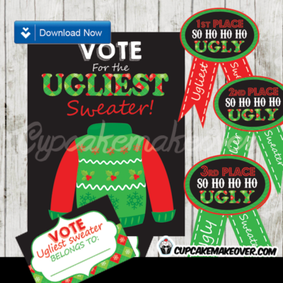 printable ugly sweater awards ballots signs props diy