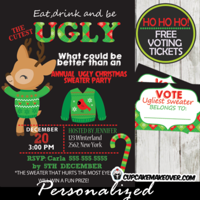 printable ugly sweater holiday party invite diy online