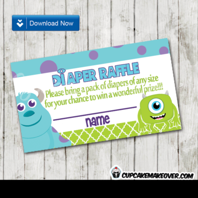 printable cute monsters inc diaper raffle game cards