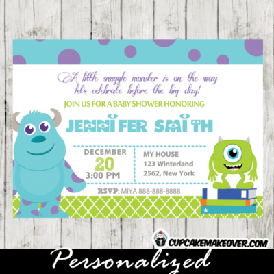 personalized monsters inc baby shower invitation card