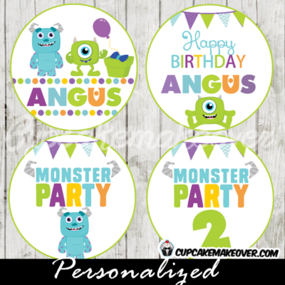 personalized monsters inc cupcake toppers gift tags