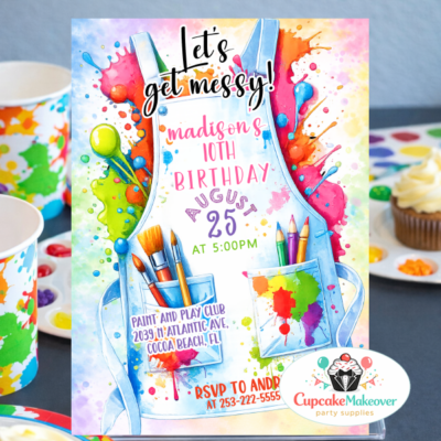 art studio birthday invitation