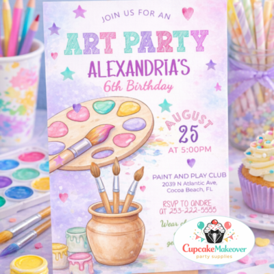 art birthday invite kids art party paint party invite art party invitation painting birthday craft party invite