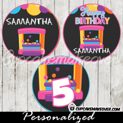 bounce house party favor tags cupake toppers printable