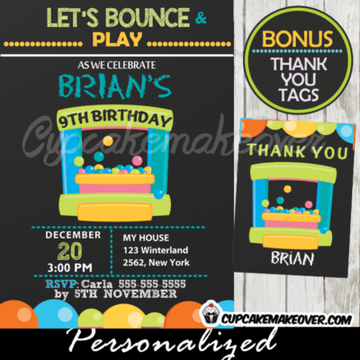 printable bounce house birthday invitations for boys