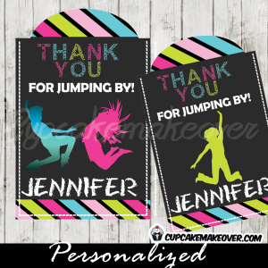 Trampoline Party Gift Tags, Personalized Labels - D8 - Cupcakemakeover