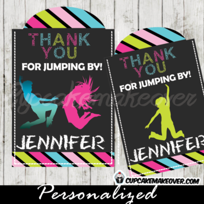 personalized trampoline favor tags gift labels