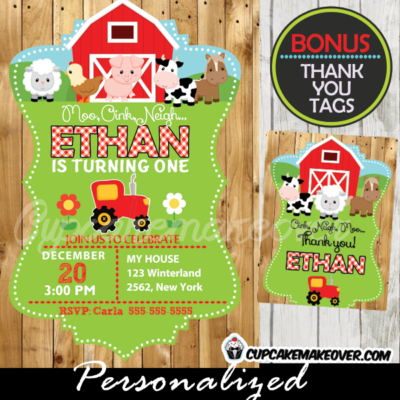 printable barnyard farm animals birthday invitations