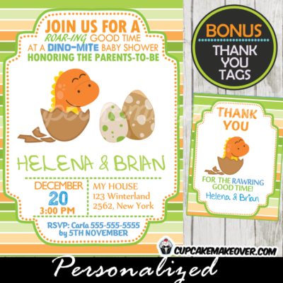 orange dinosaur baby shower invitations baby boy printable