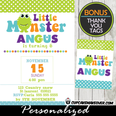 cute little monster bash birthday party invitations printable