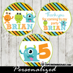 personalized lil monster party favor tags cupcake toppers