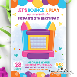 Bounce House Birthday Invitation, Personalized - D3 - Cupcakemakeover