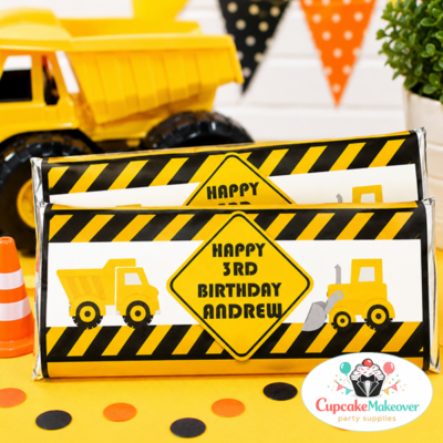 construction candy wrapper, construction chocolate wrapper, personalized birthday wrapper, under construction birthday, construction birthday favors, dump truck birthday party, construction party decorations, construction birthday printables, builder birthday party, candy bar wrapper printable, construction dessert table, truck birthday favors, caution stripe party decor, construction theme birthday, kids construction party