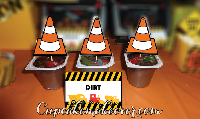 Construction chocolate pudding dirt food ideas