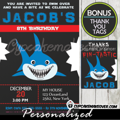 shark party invitations printable