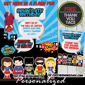 comic book superheroes birthday party invitation printable
