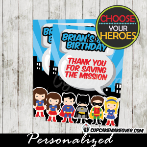 printable superhero thank you cards party favor tags