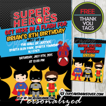 Comic Superhero Boys Birthday Party Invitation, Personalized - D6 ...