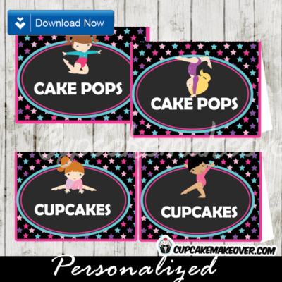 Gymnastics Food Labels Cards, Buffet Placecards