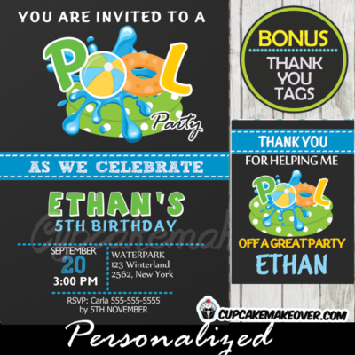 printable splash pool party invitation boys