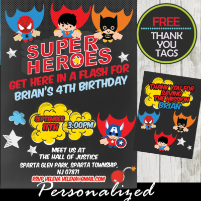 printable superhero birthday invitations for kids