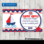 navy blue and red nautical diaper raffle tickets