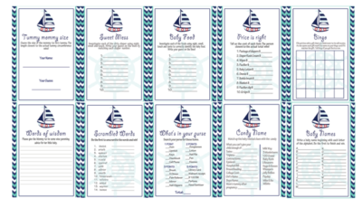 turquoise navy blue nautical games to play at baby shower