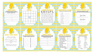 blue yellow rubber duck baby shower games bundle