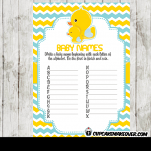 Yellow & Blue Rubber Ducky Baby Shower Games - Cupcakemakeover