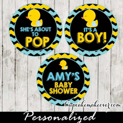 baby boy to love rubber duck baby shower favor tags cake toppers printable