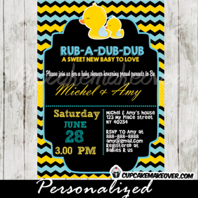 rub a dub dub boy rubber ducky invitations printable