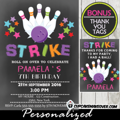 printable bowling birthday invitations for girls