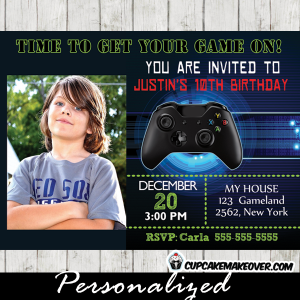 xbox wii video game photo invitation birthday party