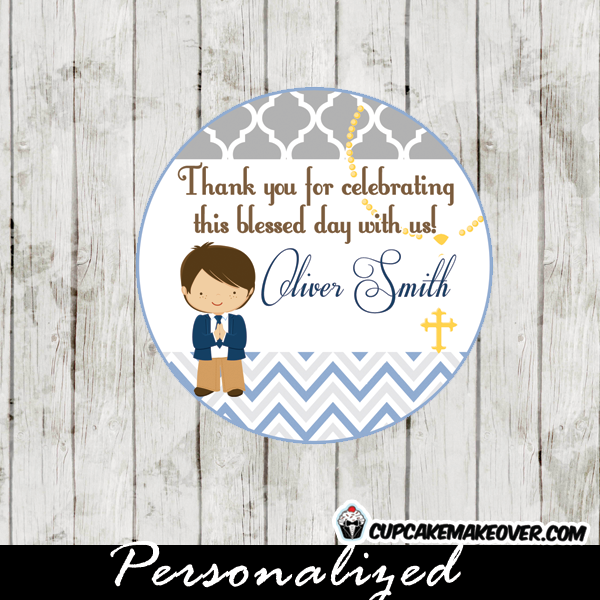 blue grey first communion tags for boys