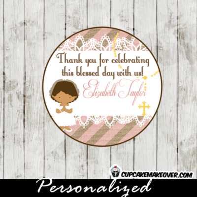 stripes burlap lace first communion toppers personalized