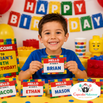 building block party, lego name tags, birthday name cards, editable name labels, printable party tags, lego birthday decor, building bricks theme, kids birthday party, personalized name cards, classroom name tags, birthday table cards, party place cards, lego inspired party, colorful party decor, printable birthday supplies, birthday party labels, kids party decorations, custom name tags, building block decor, printable kids labels