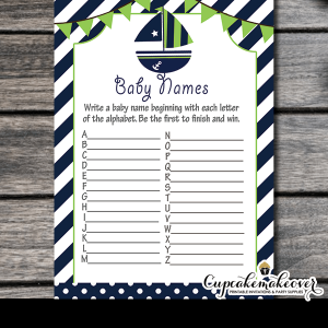 green blue nautical baby shower games