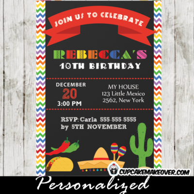 fiesta theme party invitations birthday