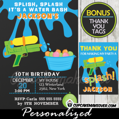 water fight birthday party invitations