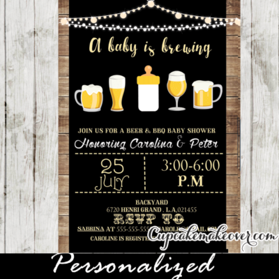 beer bbq a baby is brewing baby shower invitations