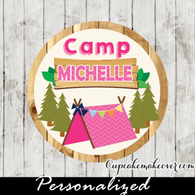 camp out camping cupcake toppers tags