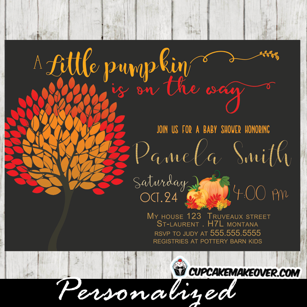 little pumpkin fall baby shower invitations