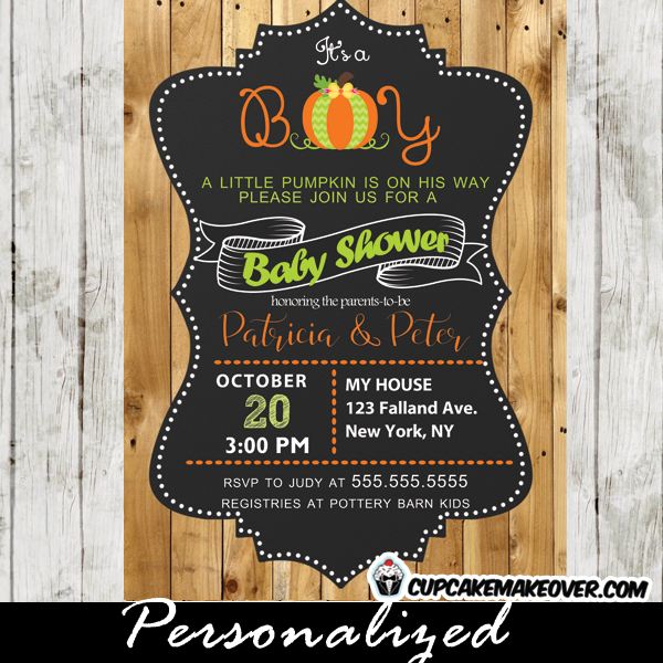Pink Little Pumpkin 20 Personalized Baby Shower Invitations 