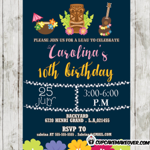 girls hawaiian luau birthday party invitations
