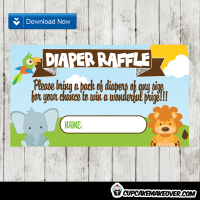 Jungle Theme Baby Shower Diaper Raffle Tickets - Instant Download ...