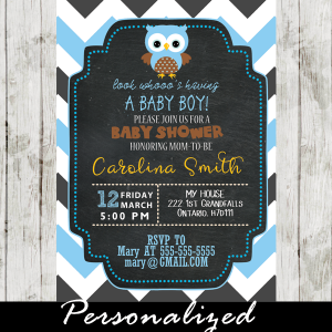 blue owl baby shower invitations